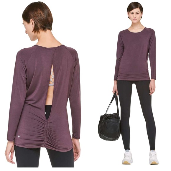 lululemon athletica Tops - Lululemon Deep Stretch Long Sleeve Cinch Arctic Plum Size 4 Open Keyhole Back